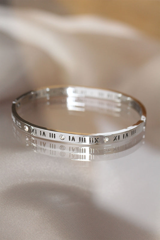 BB3566 - 316L Çelik Roma Rakamlı Silver Renk Bilezik Kelepçe