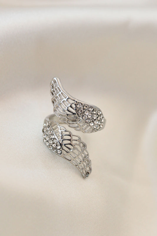 Ayarlamalı Silver Renk Metal Zirkon Taşlı Kanat Yüzük - BYK2033