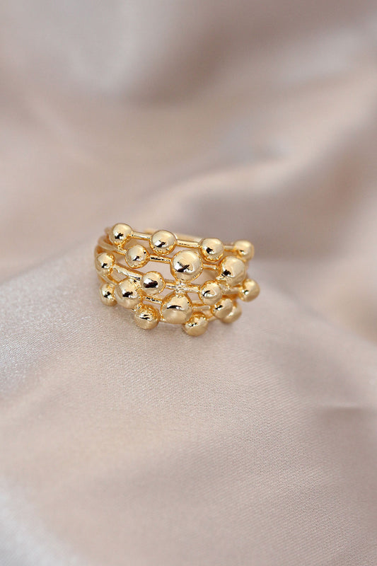 BYK2060 - Ayarlamalı Gold Renk Metal Bombeli Boluncuk Model Yüzük