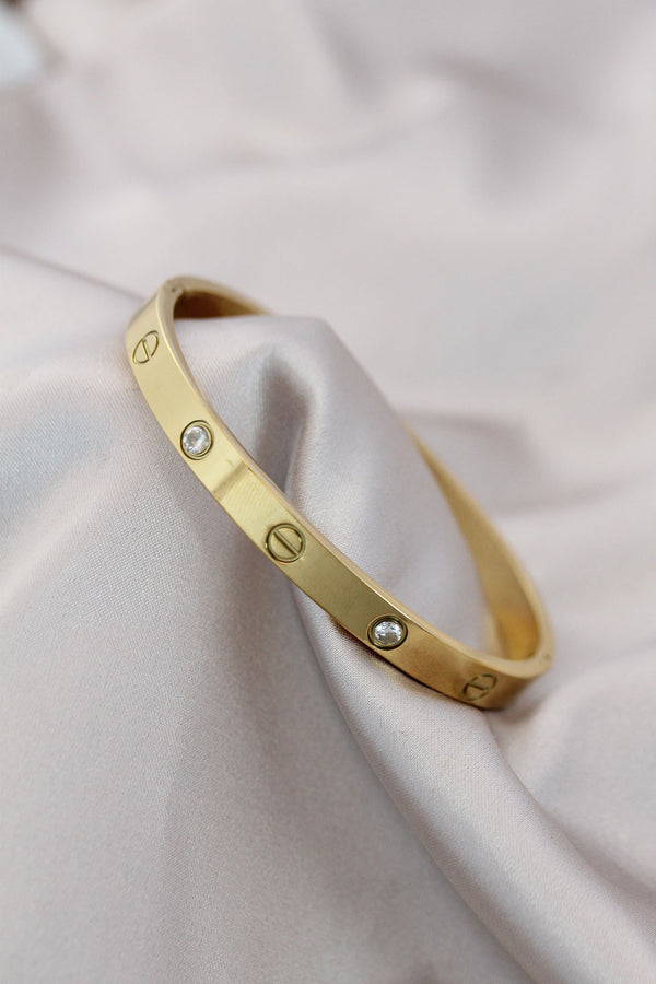 BB4119 - 316L Çelik Gold Renk Zirkon Taşlı Bileklik