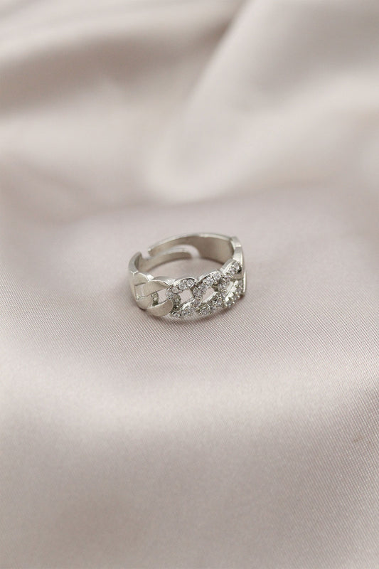 BYK2200 - Gümüş Renk Metal Zincir Model Taşlı Kadın Yüzük