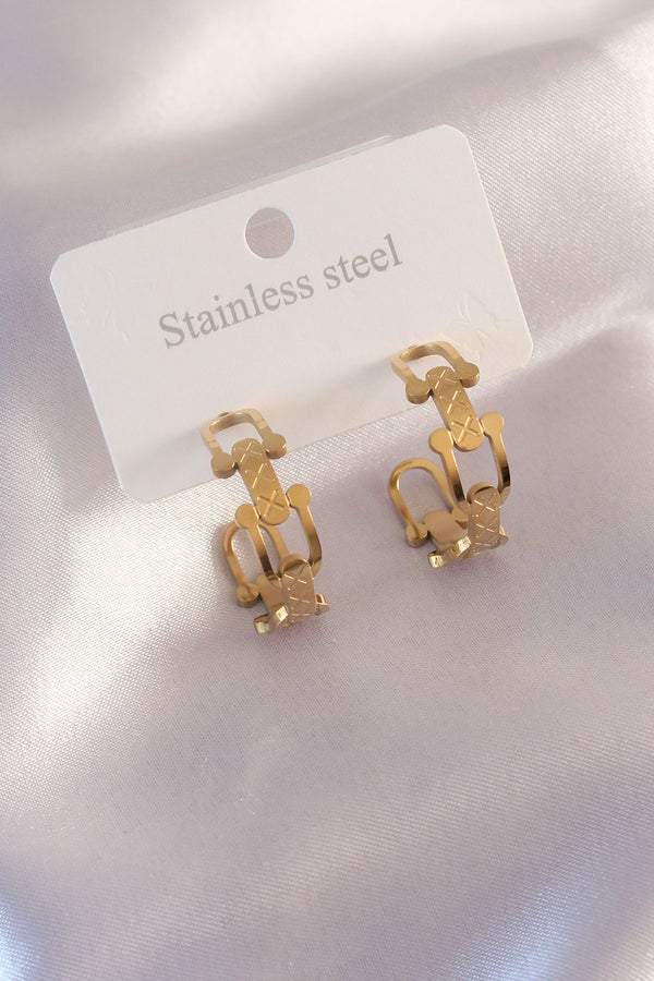 BKP6933 - Çelik Gold Renk Tifanny Zincir Model Kadın Küpe