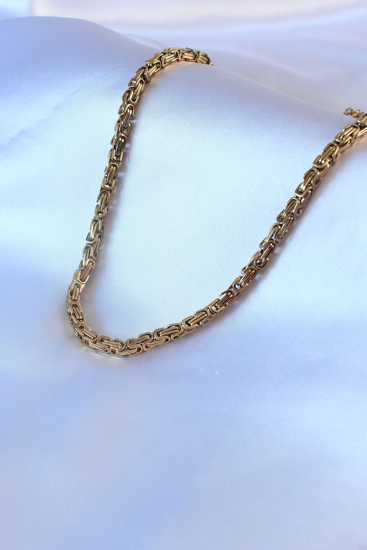 316L Çelik Gold Renk Kral Zincir Model Erkek Kolye - ERK1323