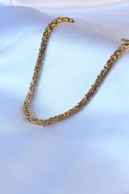 316L Çelik Gold Renk Kral Zincir Model Erkek Kolye - ERK1323
