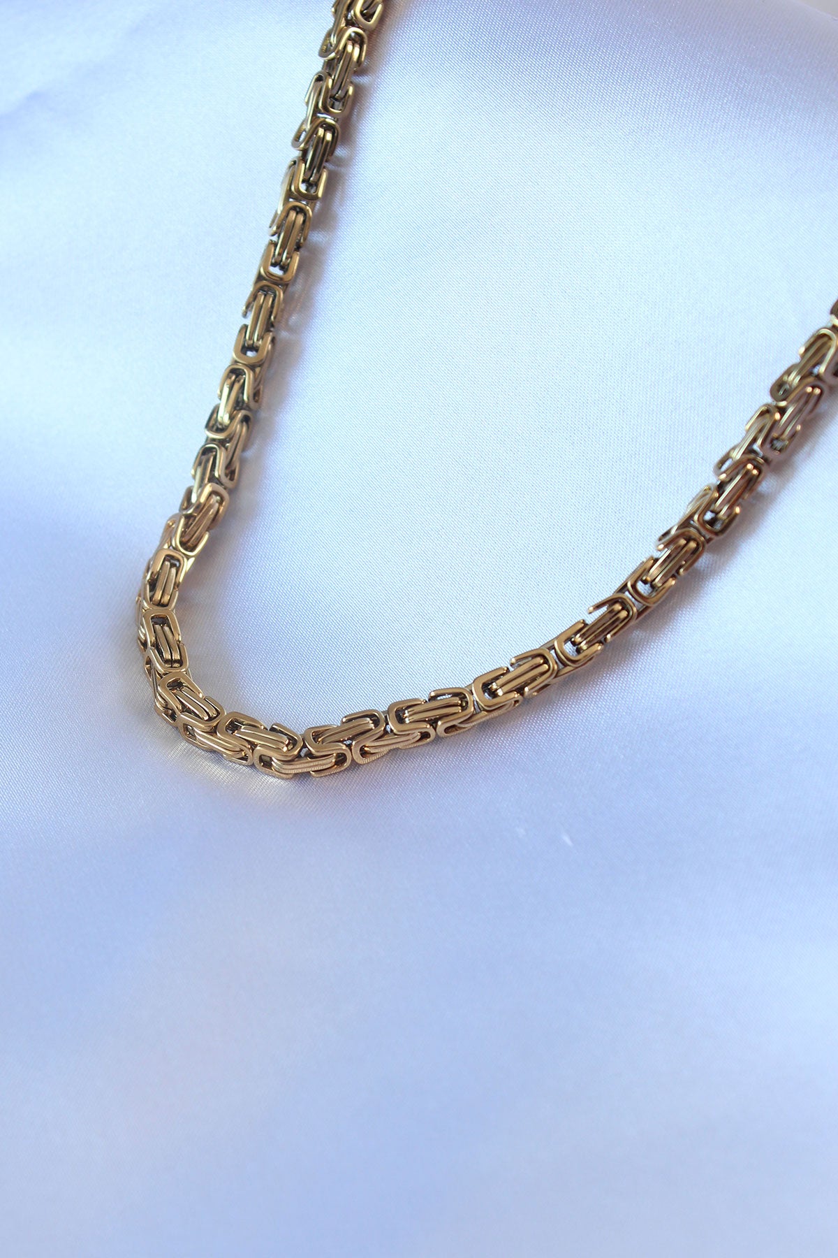 316L Çelik Gold Renk Kral Zincir Model Erkek Kolye - ERK1323