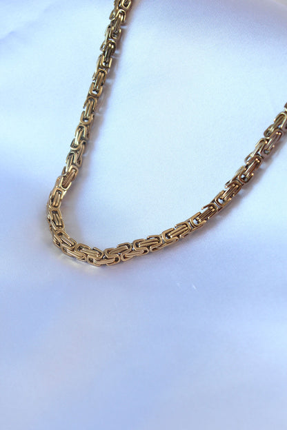 316L Çelik Gold Renk Kral Zincir Model Erkek Kolye - ERK1323