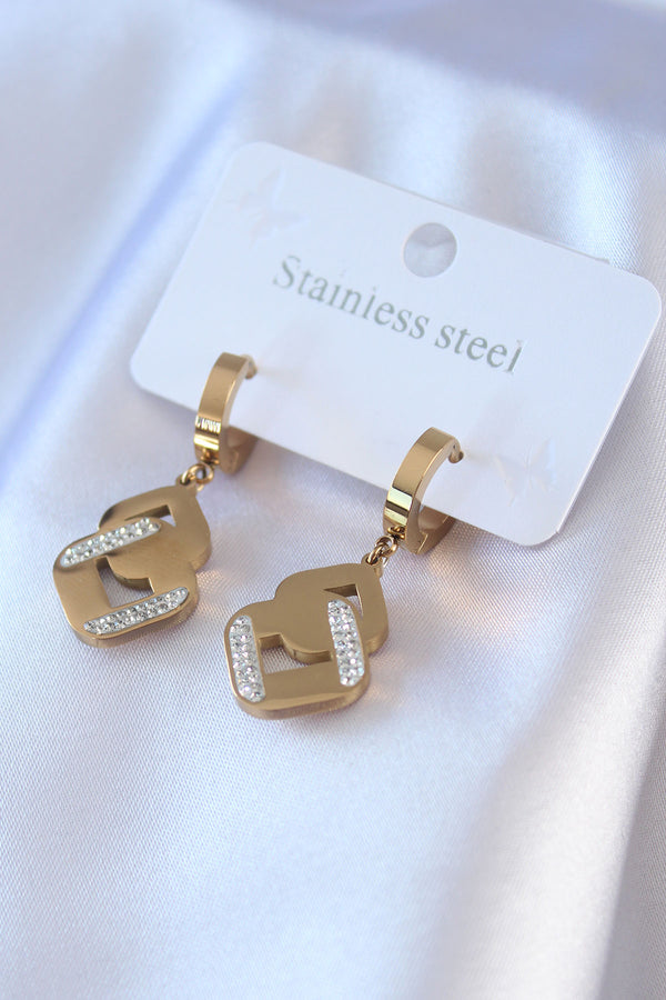 BKP7703 - 316L Çelik Gold Renk Zirkon Taşlı Kadın Küpe