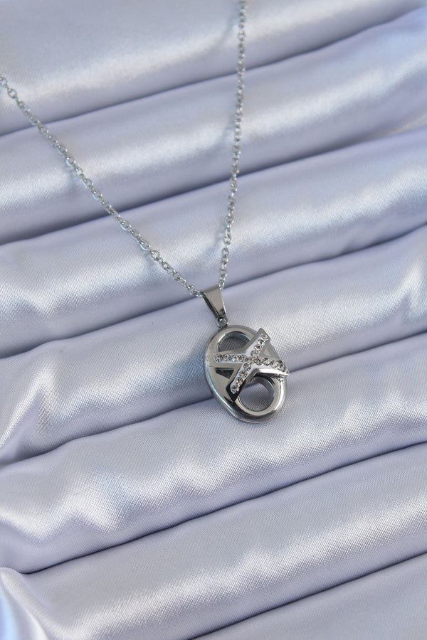 BKO7634 - 316L Çelik Gümüş Renk Zirkon Taşlı Kadın Kolye