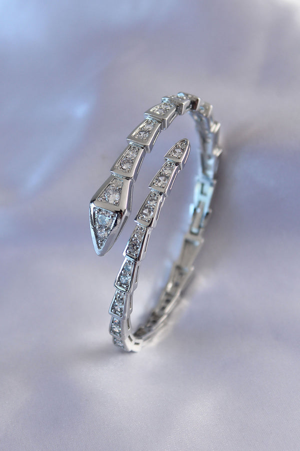 BB5488 - VIP Seri Yılan Model Gümüş Renk Kadın Kelepçe Bileklik