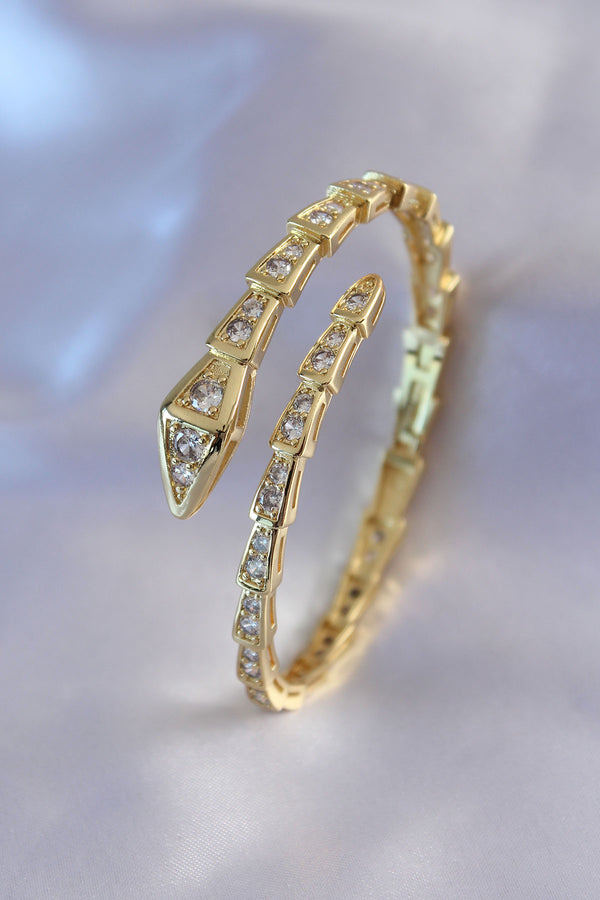 BB5489 - VIP Seri Yılan Model Gold Renk Kadın Kelepçe Bileklik