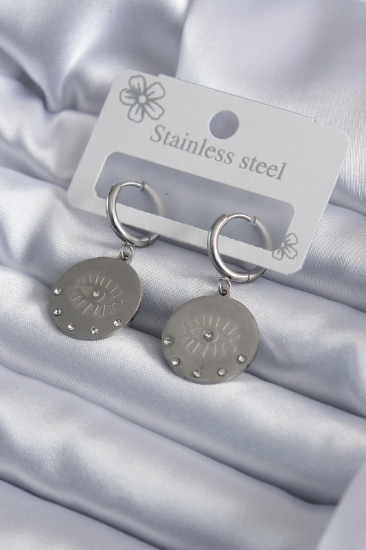 BKP7959 - 316L Çelik Gümüş Renk Göz İşleme Zirkon Taş Detay Kadın Küpe