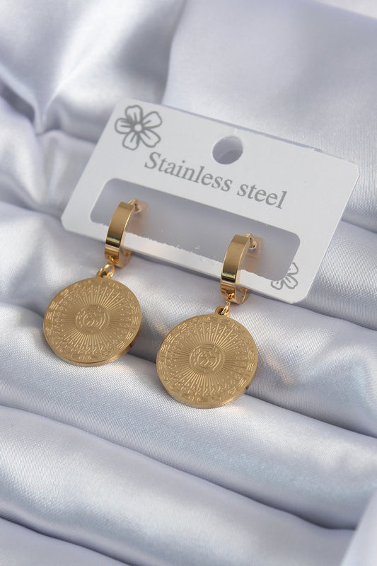 316L Çelik Gold Renk İşleme Detay Kadın Küpe - BKP7981