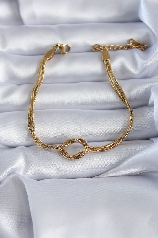 316L Çelik Gold Renk Düğüm Model Kadın Bileklik - BB5584