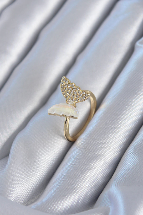 BYK2815 - Gold Renk Zirkon Taş Detay Pirinç Kadın Yüzük