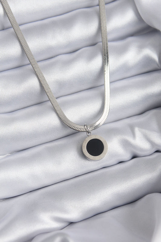 BKO7866 - 316L Çelik Gümüş Renk İtalyan Zincir Model İşleme Detay Kadın Kolye