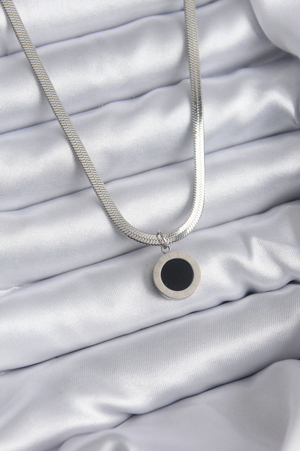 BKO7866 - 316L Çelik Gümüş Renk İtalyan Zincir Model İşleme Detay Kadın Kolye