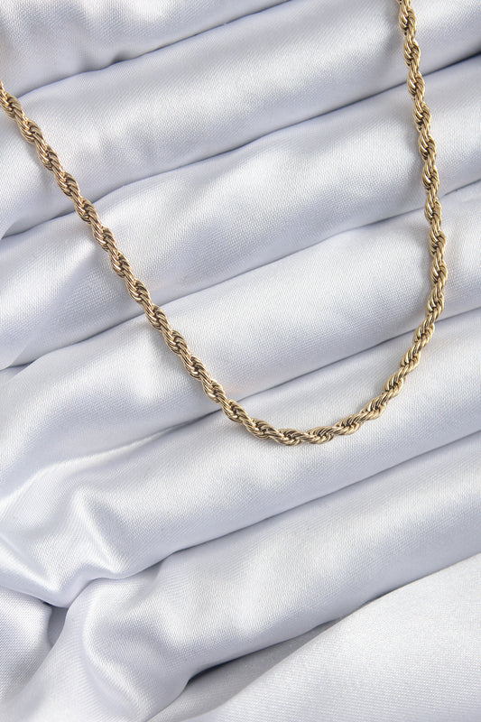 BKO7973 - 316L Çelik Gold Renk 60 cm Burgu Model Kadın Kolye