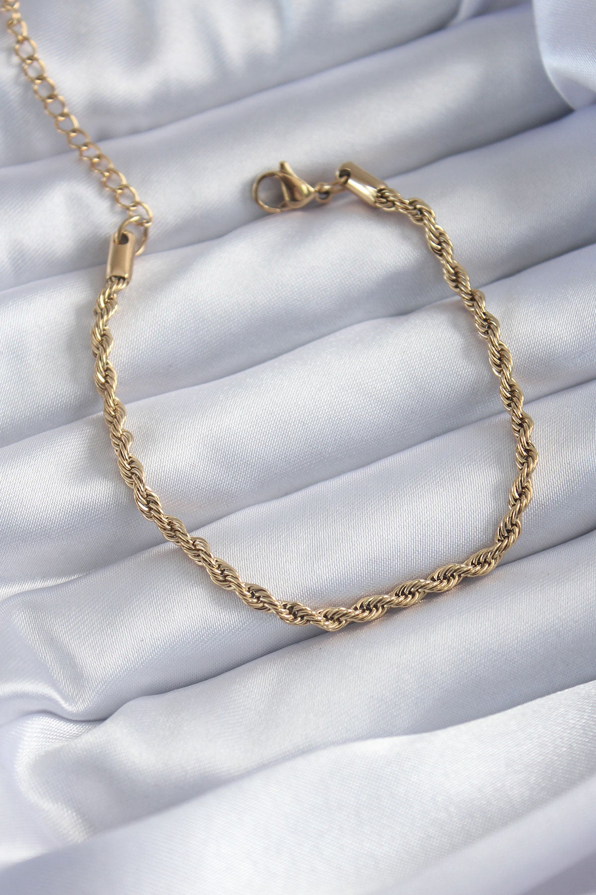 316L Çelik Gold Renk Burgu Zincir Model Kadın Bileklik - BB5667
