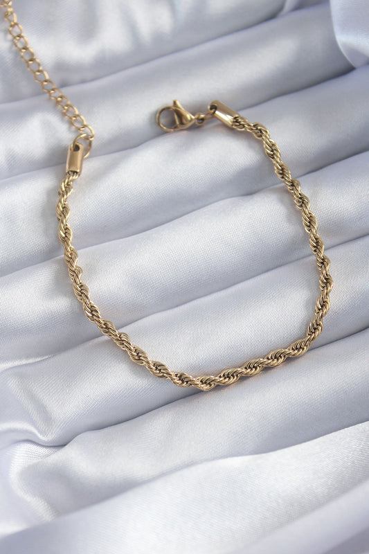 316L Çelik Gold Renk Burgu Zincir Model Kadın Bileklik - BB5667
