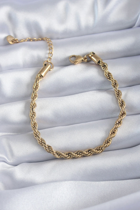 316L Çelik Gold Renk Burgu Model Kadın Bileklik - BB5666
