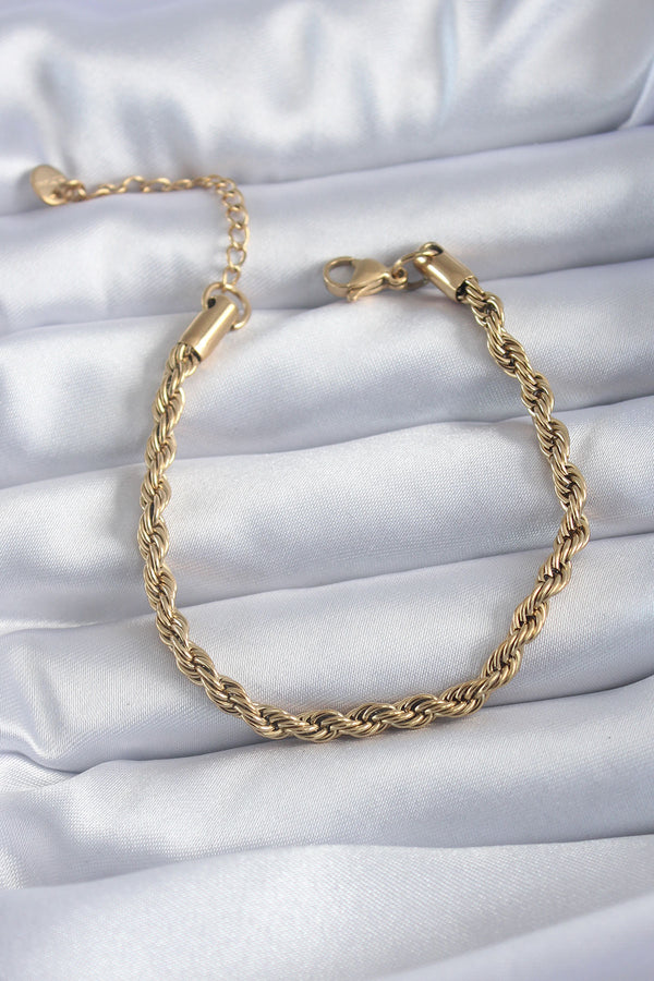 BB5666 - 316L Çelik Gold Renk Burgu Model Kadın Bileklik