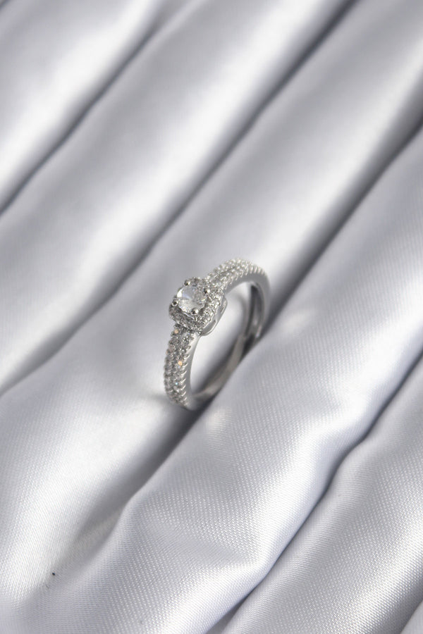 BYK2963 - Pirinç Gümüş Renk Zirkon Taşlı Kadın Yüzük