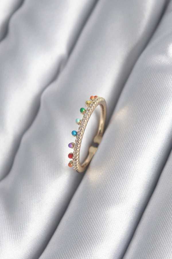 BYK2997 - Pirinç Gold Renk Zirkon Taş Detay Kadın Yüzük