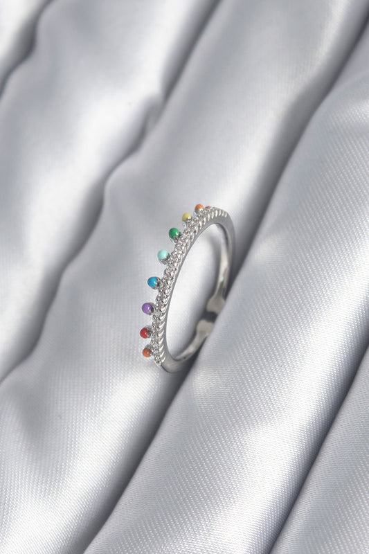 BYK2998 - Pirinç Gümüş Renk Zirkon Taş Detay Kadın Yüzük