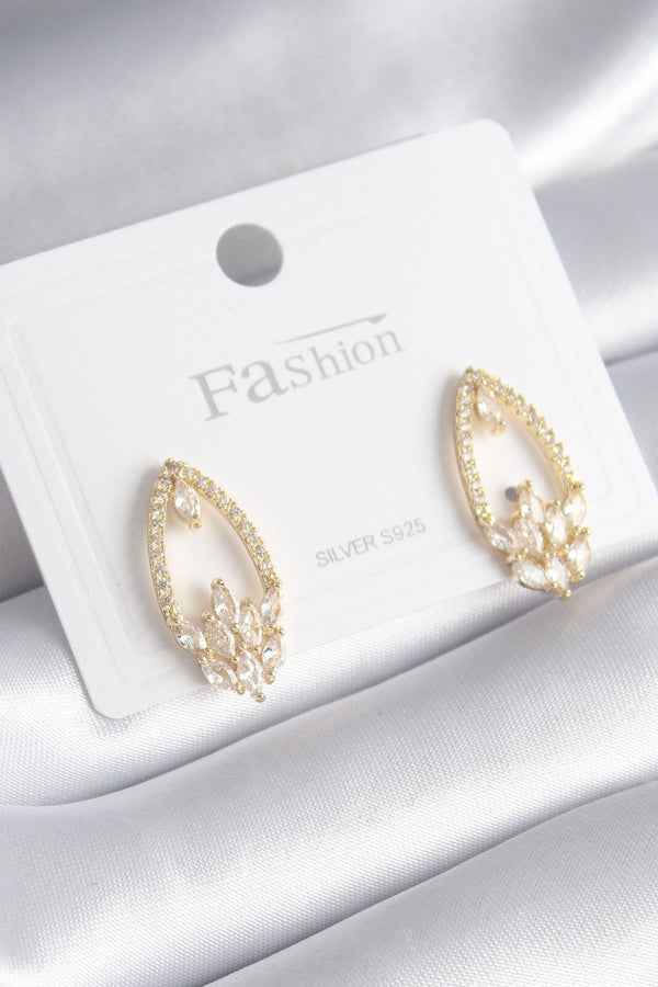 BKP8444 - Pirinç Gold Renk Zirkon Taşlı Kadın Küpe