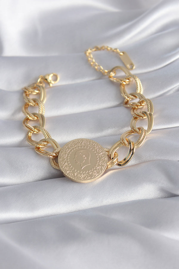 BB5866 - 316L Çelik Gold Renk Tam Altın Model Samanyolu Kadın Bileklik