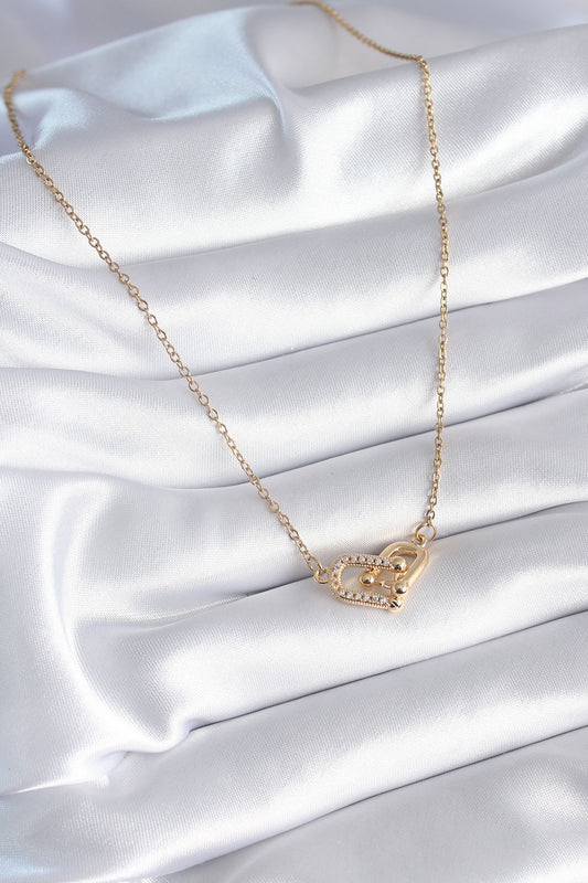 316L Çelik Gold Renk Zirkon Taşlı Model Kadın Kolye - BKO8252