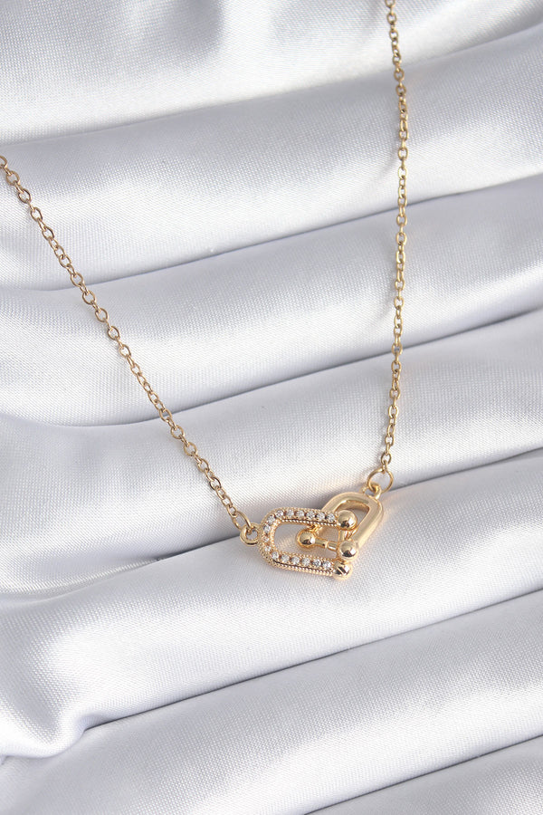 BKO8252 - 316L Çelik Gold Renk Zirkon Taşlı Model Kadın Kolye