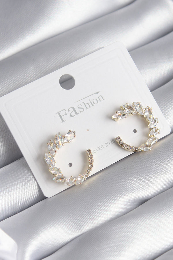 BKP8509 - Pirinç Gold Renk Zirkon Taşlı Kadın Küpe