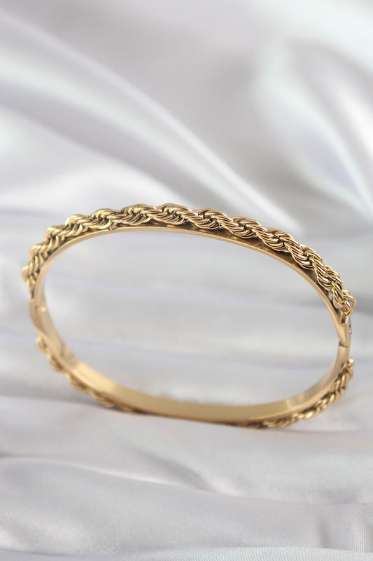 BB5904 - 316L Çelik Gold Renk Burgu Zincir Model Kadın Kelepçe