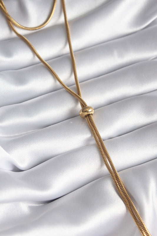 BKO8286 - 316L Çelik Gold Renk Tüp Zincir Asansör Model Kadın Kolye