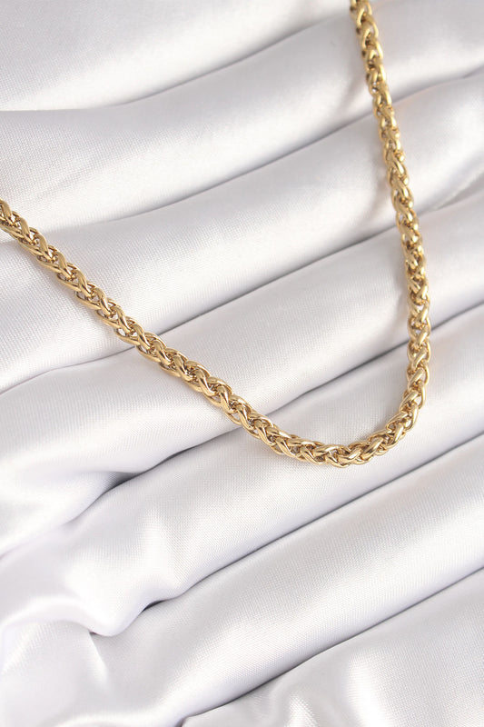BKO8446 - 316L Çelik Gold Renk Burgu Zincir Model Kadın Kolye
