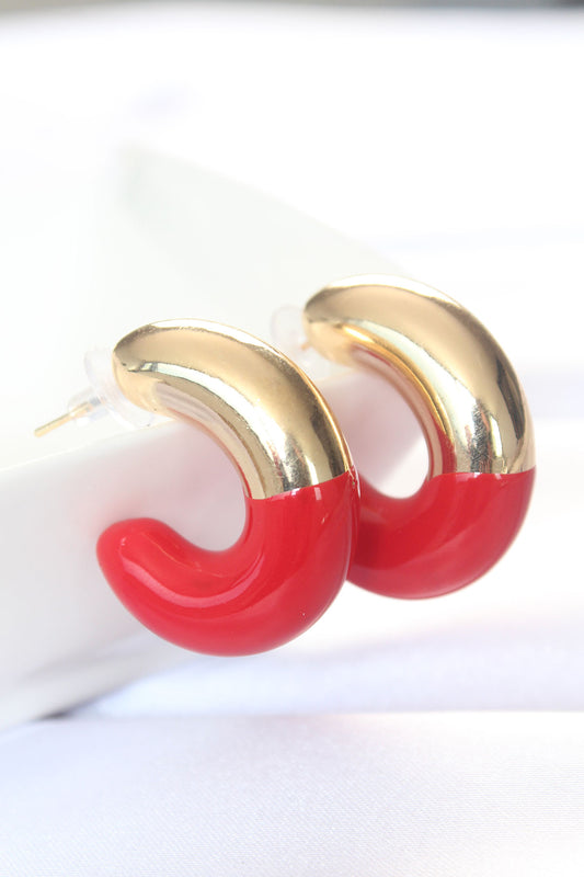 BKP8869 - CCB Kırmızı Gold Çift Renk Küpe