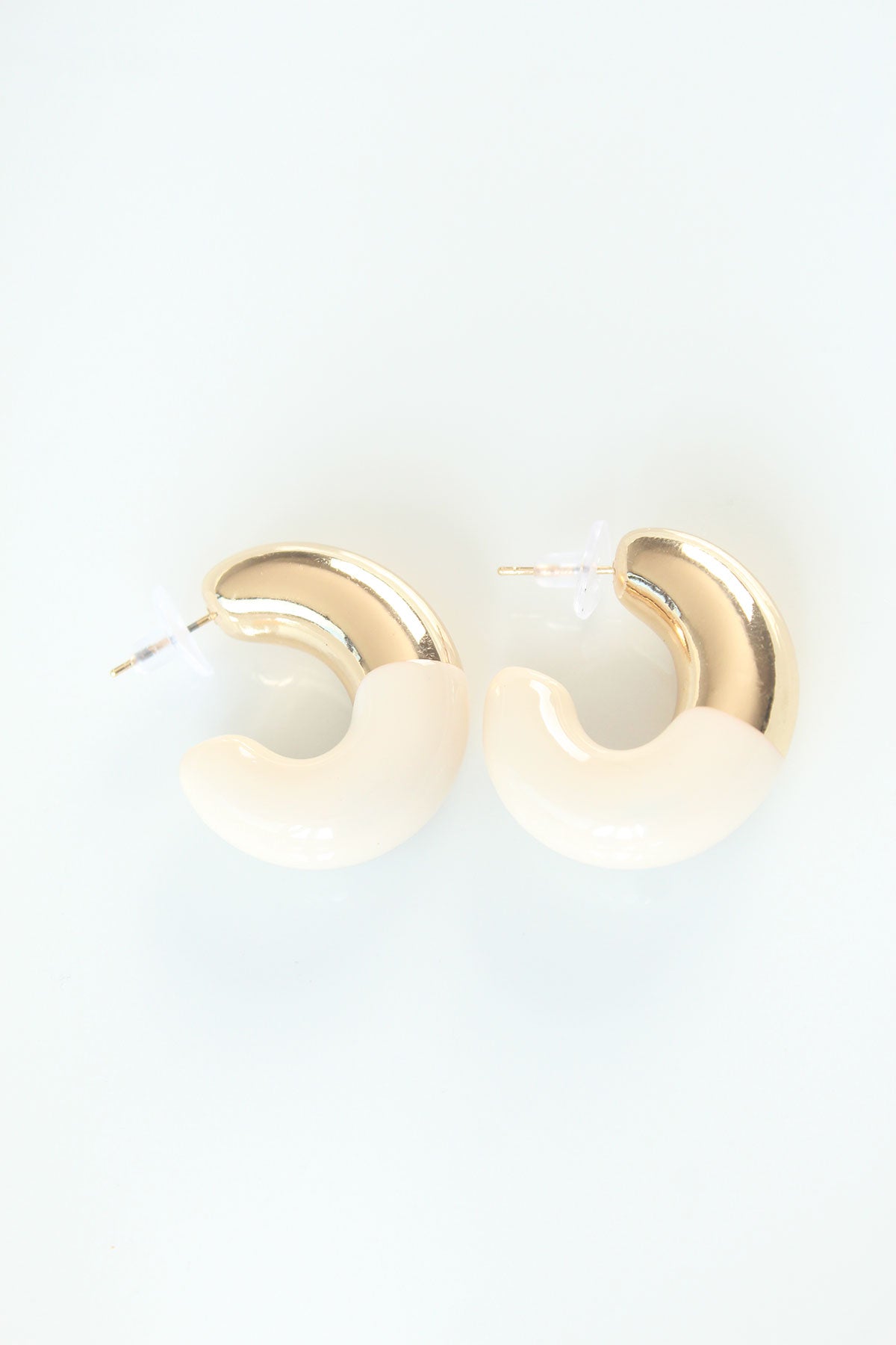 BKP8870 - CCB Krem Gold Çift Renk Küpe