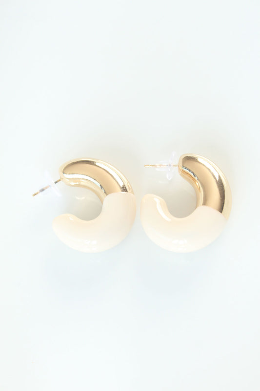 BKP8870 - CCB Krem Gold Çift Renk Küpe