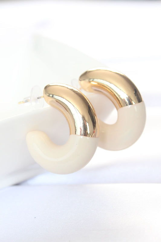 BKP8870 - CCB Krem Gold Çift Renk Küpe