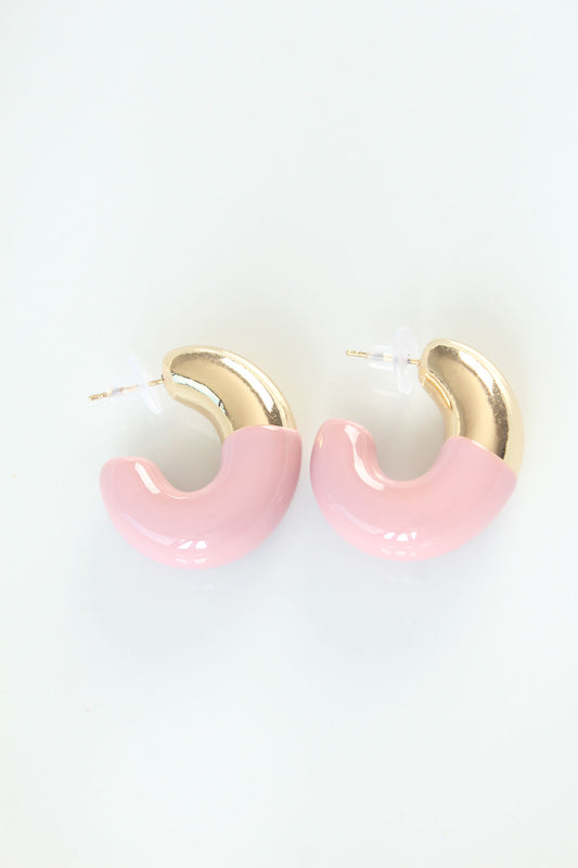 BKP8872 - CCB Gül Kurusu Gold Çift Renk Küpe