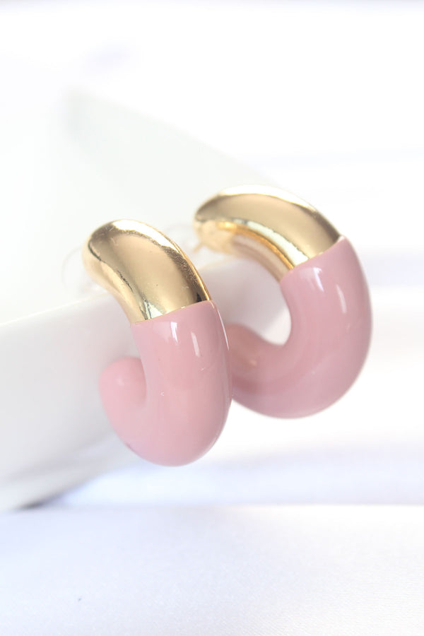 BKP8872 - CCB Gül Kurusu Gold Çift Renk Küpe