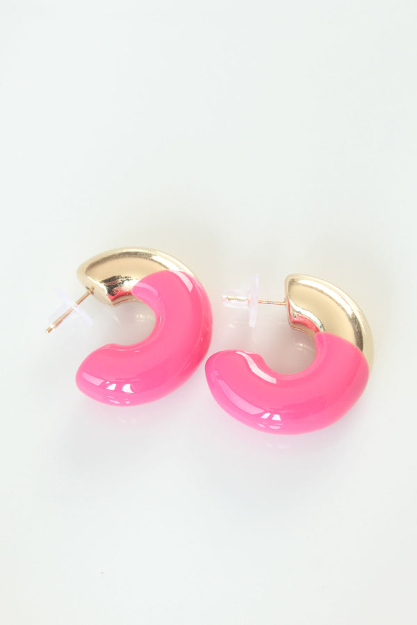 BKP8877 - CCB Pembe Gold Çift Renk Küpe