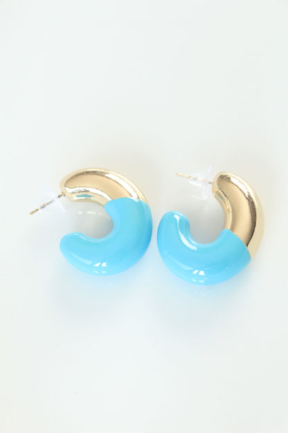 BKP8876 - CCB Mavi Gold Çift Renk Küpe
