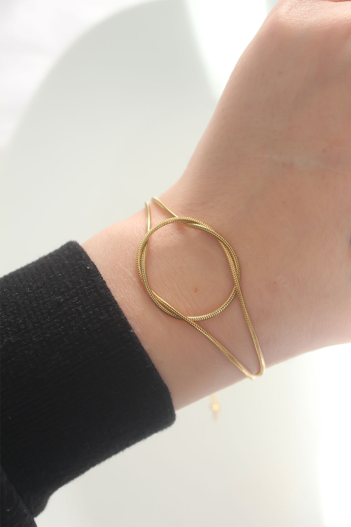 316L Çelik Gold Renk Düğüm Model Bileklik - BB6042