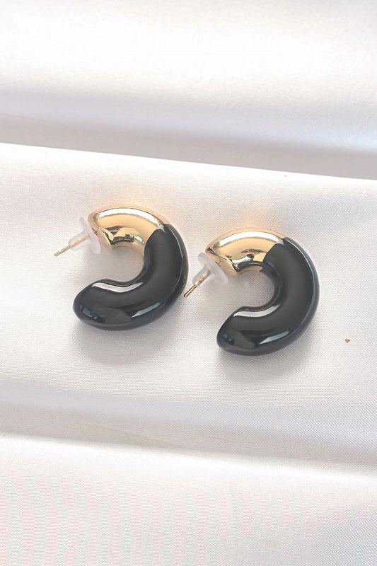 BKP8875 - CCB Siyah Gold Çift Renk Küpe