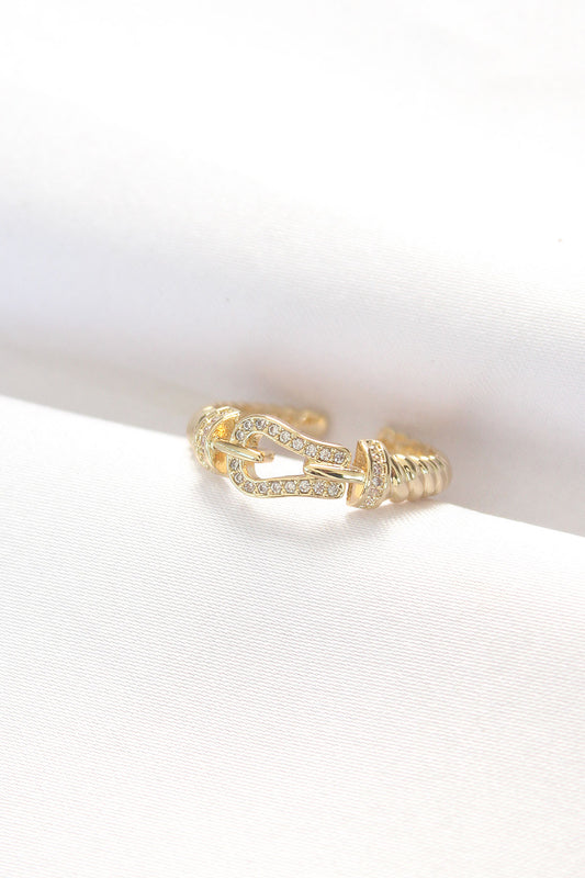 BYK3099 - Kemer Tokası Tasarımlı Gold Renk Zirkon Taşlı Ayarlanabilir Yüzük