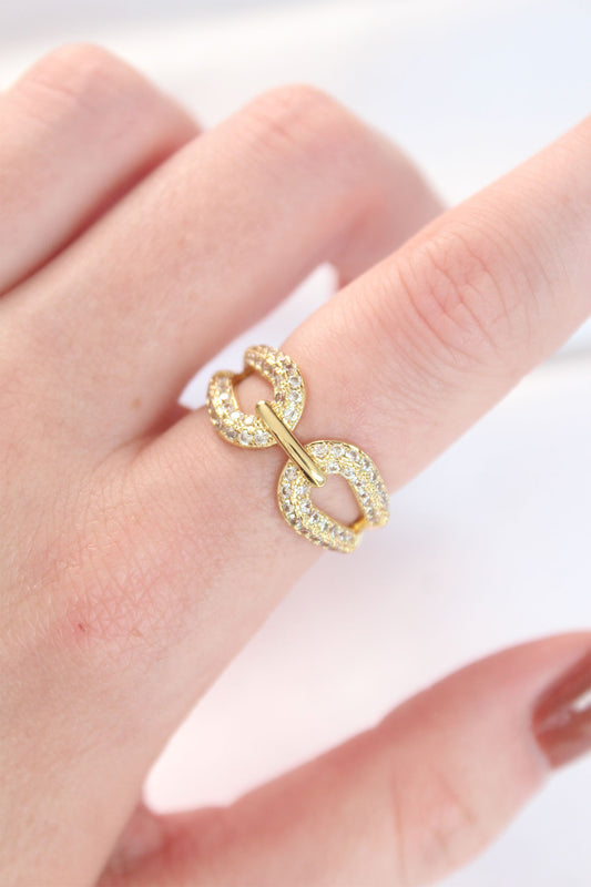 BYK3109 - Zirkon Taşlı Gold Renk Ayarlanabilir Yüzük