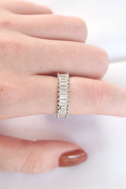 BYK3110 - Sıralı Baget Taşlı Silver Renk Ayarlanabilir Yüzük