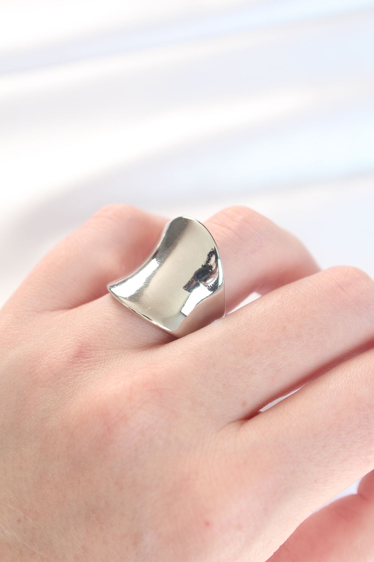 BYK3114 - Silver Renk Ayarlanabilir Kavisli Ayna Yüzük